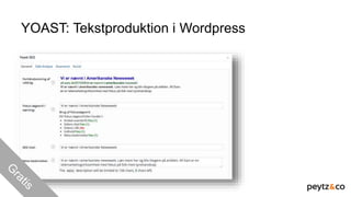 YOAST: Tekstproduktion i Wordpress
 