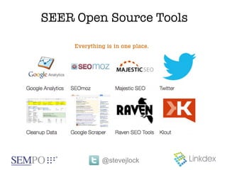 SEER Open Source Tools




         @stevejlock
 