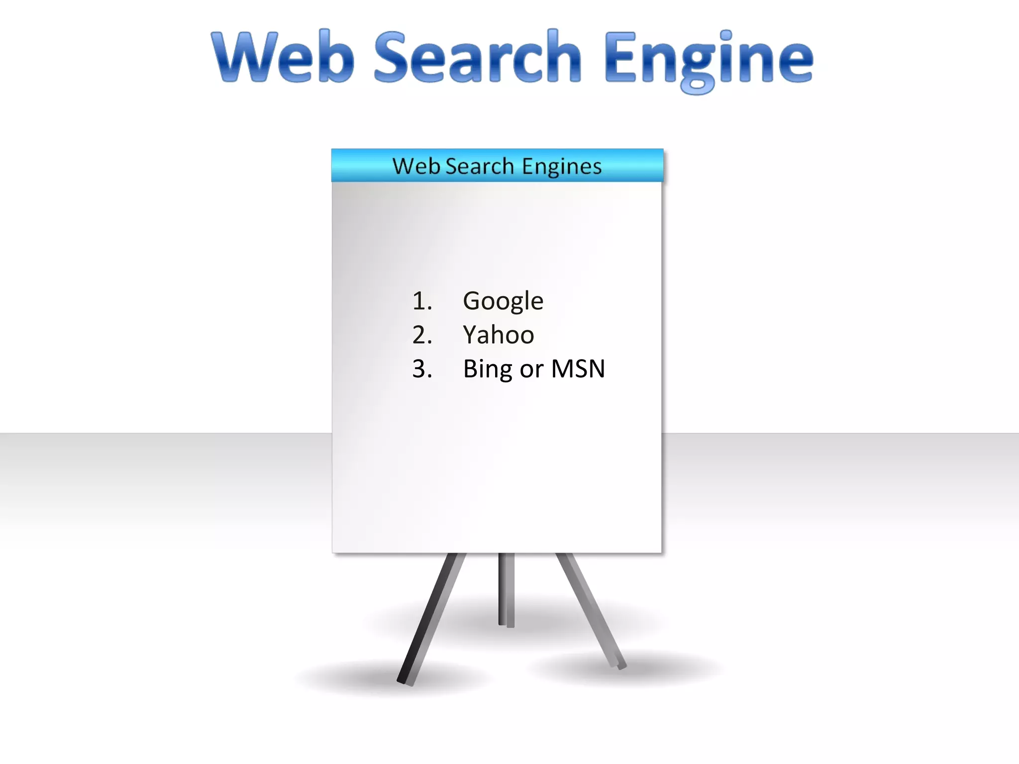 1.   Google
2.   Yahoo
3.   Bing or MSN
 