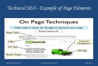 Technical SEO - Example of Page Elements
Digital Marketing Specialist vishalsharma00770@gmail.com Vishal Sharma
 