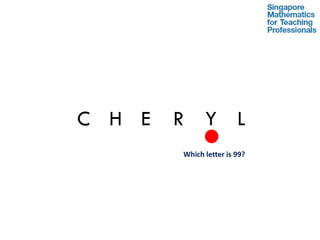 C H E   R Y L
        Which letter is 99?
 