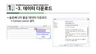 1.
 슬로베니아 불곰 데이터 다운로드
 Contact owner 클릭
무브뱅크(Movebank) 데이터 다운로드하기
-3. 데이터 다운로드
 