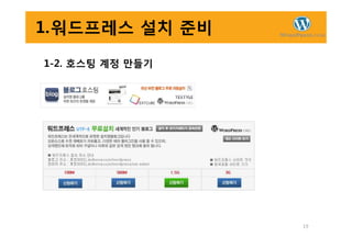 1.워드프레스 설치 준비
1-2. 호스팅 계정 만들기
19
 