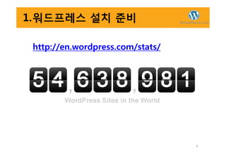 http://en.wordpress.com/stats/
1.워드프레스 설치 준비
8
 