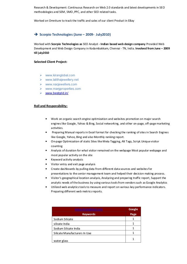 research analyst resumes
