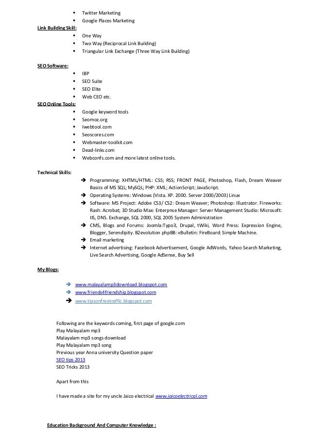 marketing analyst resume samples