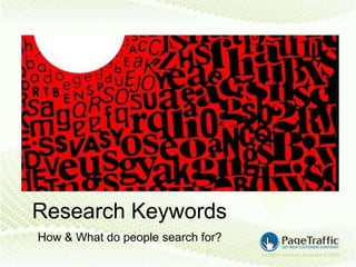 Research Keywords
How & What do people search for?
 