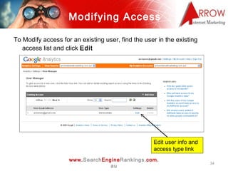 Modifying Access <ul><li>To Modify access for an existing user, find the user in the existing access list and click  Edit ...