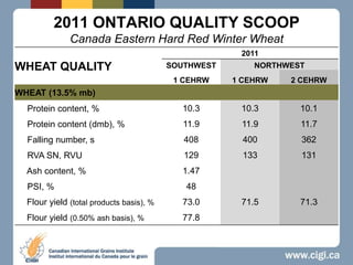 2011 ONTARIO QUALITY SCOOPCanada Eastern Hard Red Winter Wheat 