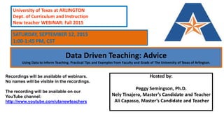 Data Driven Teaching: Advice on Using Data to Inform Teaching | PPT