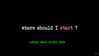 where should I start ?
181
SINGLE TABLE ACCESS PATH
 