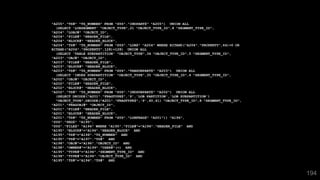 194
"A205"."TS#" "TS_NUMBER" FROM "SYS"."INDPART$" "A205") UNION ALL
(SELECT 'LOBSEGMENT' "OBJECT_TYPE",21 "OBJECT_TYPE_ID",8 "SEGMENT_TYPE_ID",
"A204"."LOBJ#" "OBJECT_ID",
"A204"."FILE#" "HEADER_FILE",
"A204"."BLOCK#" "HEADER_BLOCK",
"A204"."TS#" "TS_NUMBER" FROM "SYS"."LOB$" "A204" WHERE BITAND("A204"."PROPERTY",64)=0 OR
BITAND("A204"."PROPERTY",128)=128) UNION ALL
(SELECT 'TABLE SUBPARTITION' "OBJECT_TYPE",34 "OBJECT_TYPE_ID",5 "SEGMENT_TYPE_ID",
"A203"."OBJ#" "OBJECT_ID",
"A203"."FILE#" "HEADER_FILE",
"A203"."BLOCK#" "HEADER_BLOCK",
"A203"."TS#" "TS_NUMBER" FROM "SYS"."TABSUBPART$" "A203") UNION ALL
(SELECT 'INDEX SUBPARTITION' "OBJECT_TYPE",35 "OBJECT_TYPE_ID",6 "SEGMENT_TYPE_ID",
"A202"."OBJ#" "OBJECT_ID",
"A202"."FILE#" "HEADER_FILE",
"A202"."BLOCK#" "HEADER_BLOCK",
"A202"."TS#" "TS_NUMBER" FROM "SYS"."INDSUBPART$" "A202") UNION ALL
(SELECT DECODE("A201"."FRAGTYPE$",'P','LOB PARTITION','LOB SUBPARTITION')
"OBJECT_TYPE",DECODE("A201"."FRAGTYPE$",'P',40,41) "OBJECT_TYPE_ID",8 "SEGMENT_TYPE_ID",
"A201"."FRAGOBJ#" "OBJECT_ID",
"A201"."FILE#" "HEADER_FILE",
"A201"."BLOCK#" "HEADER_BLOCK",
"A201"."TS#" "TS_NUMBER" FROM "SYS"."LOBFRAG$" "A201")) "A196",
"SYS"."SEG$" "A195",
"SYS"."FILE$" "A194" WHERE "A195"."FILE#"="A196"."HEADER_FILE" AND
"A195"."BLOCK#"="A196"."HEADER_BLOCK" AND
"A195"."TS#"="A196"."TS_NUMBER" AND
"A195"."TS#"="A197"."TS#" AND
"A198"."OBJ#"="A196"."OBJECT_ID" AND
"A198"."OWNER#"="A199"."USER#"(+) AND
"A195"."TYPE#"="A196"."SEGMENT_TYPE_ID" AND
"A198"."TYPE#"="A196"."OBJECT_TYPE_ID" AND
"A195"."TS#"="A194"."TS#" AND
 