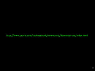 32 
http://www.oracle.com/technetwork/community/developer-vm/index.html 
 