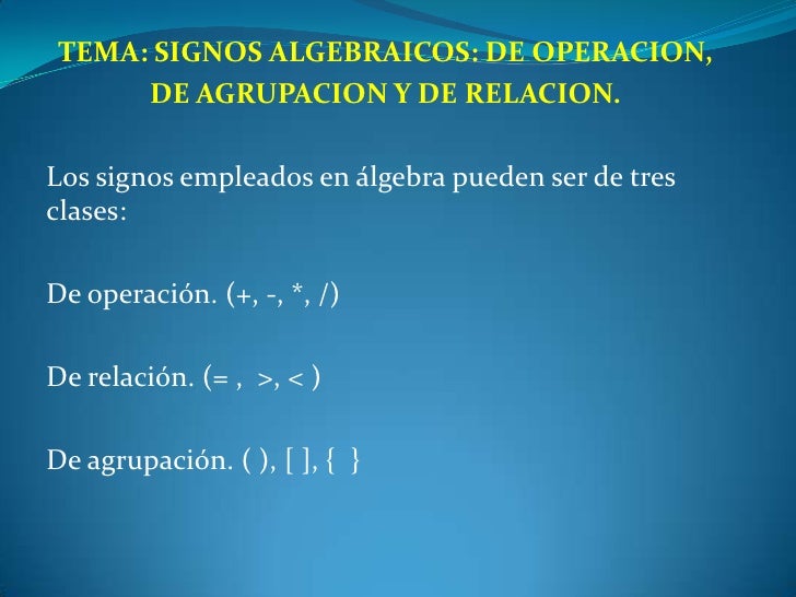 Signos De Operacion Relacion Y Agrupacion Gufa