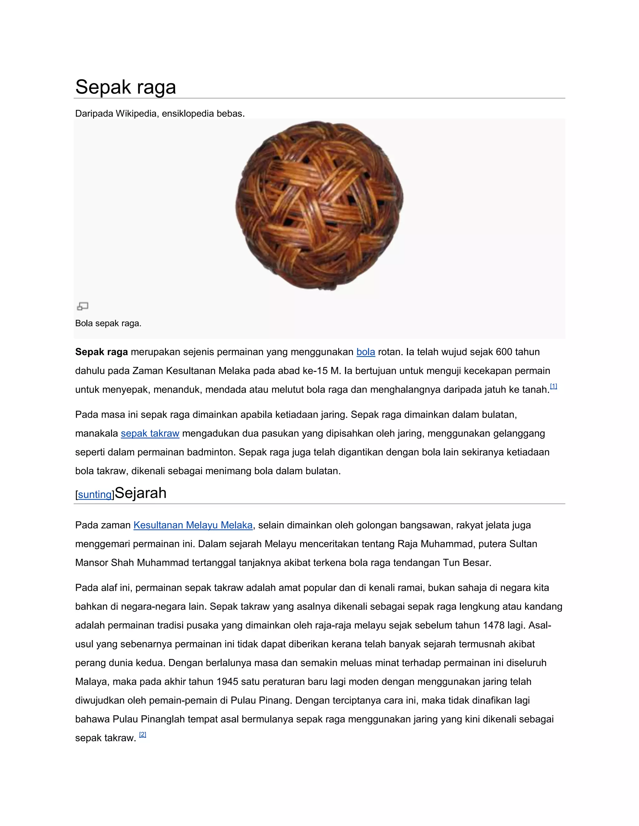 Sepak raga | DOCX