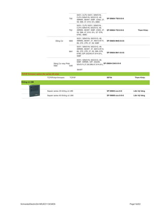 SchneiderElectricSA-NRJED113434EN Page13of22
TCP/IP firmware option (for series 40 only)
T50
T52
Động Cơ M40
M41
50/51, CLPU 50/51, 50N/51N, ,
CLPU 50N/51N, 50G/51G, 46,
49RMS, 38/49T, 50BF, 23/63, 27,
59, 59N, 47, 81H, 81L 46BC
50/51, CLPU 50/51, 50N/51N, ,
CLPU 50N/51N, 50G/51G, 46,
49RMS, 38/49T, 50BF, 23/63, 27,
59, 59N, 47, 81H, 81L, 67, 67N,
67NC, 46BC
50/51, 50N/51N, 50G/51G, 46,
49RMS, 38/49T, 37, 48/51LR/14,
66, 27D, 27R, 27, 59, 50BF
50/51, 50N/51N, 50G/51G, 46,
49RMS, 38/49T, 37, 48/51LR/14,
66, 27D, 27R, 27, 59, 59N, 67N,
67NC,32P,32Q/40,47,81H,81L,
50BF
SP-59604-T50-8-0-6
SP-59604-T52-8-0-6 Tham Khảo
SP-59604-M40-8-0-6
SP-59604-M41-8-0-6
Động Cơ máy Phát
Điện G40
50/51, 50N/51N, 50G/51G, 46,
50BF, 49RMS, 32P, 32Q/40,
50V/51V,27,59,59N,47,81H,81L,
SP-59604-G40-8-0-6
38/49T
TCP/IPchọn firmware TCP/IP 59754 Tham Khảo
Không có UMI
Sepam series 20 không có UMI SP-59603-xxx-8-0 Liên hệ hãng
Sepam series 40 Không có UMI SP-59600-xxx-8-0-6 Liên hệ hãng
 