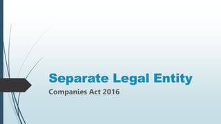 Separate Legal Entity
Companies Act 2016
 