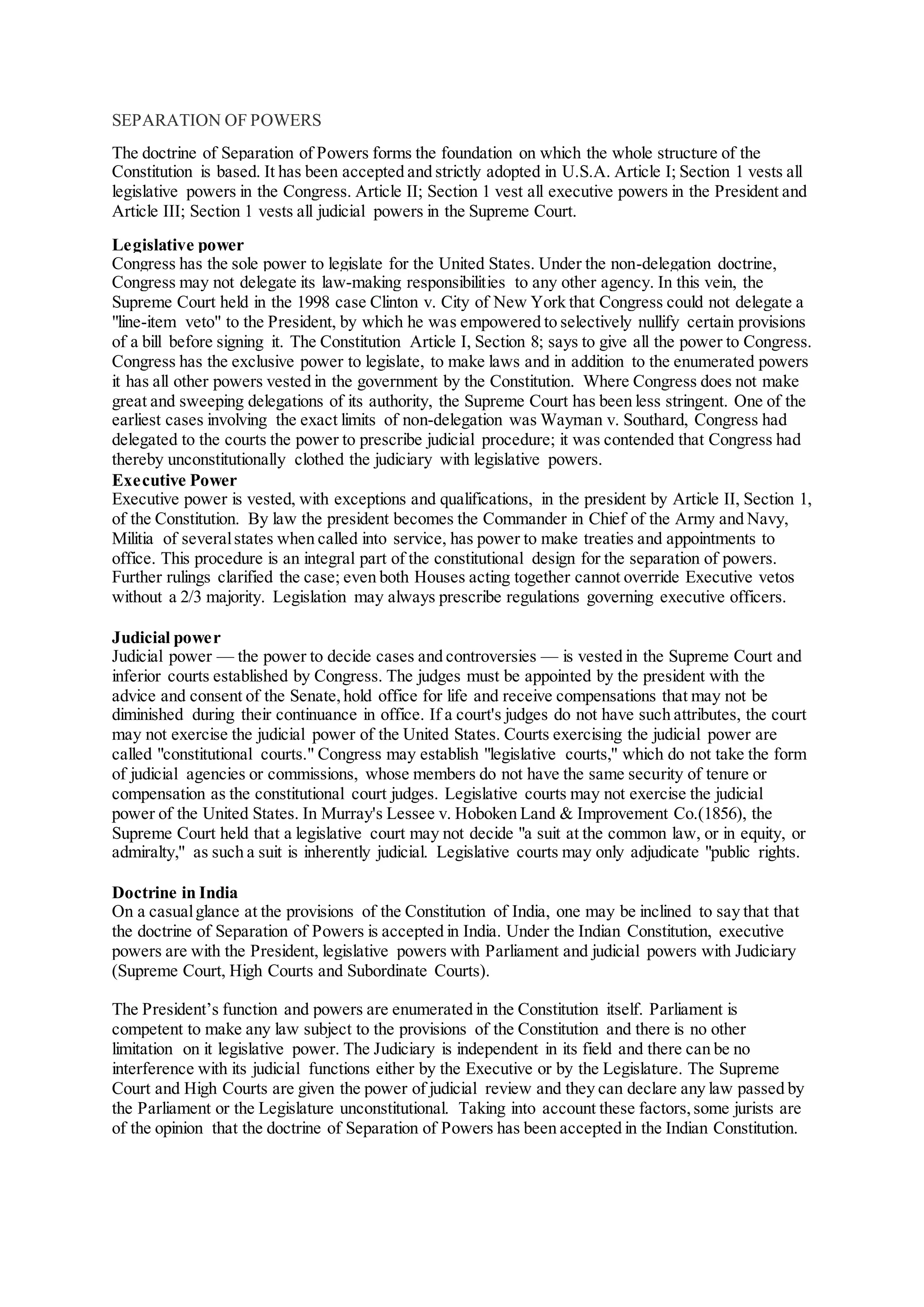 Separation of powers cpl | DOCX