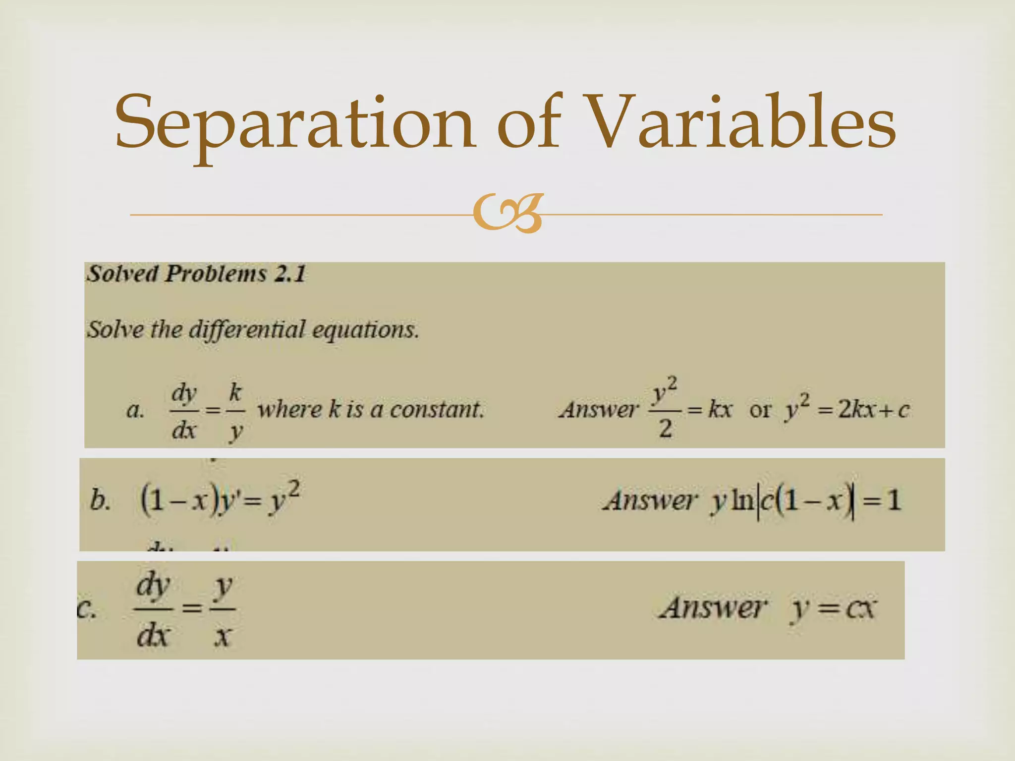 
Separation of Variables
