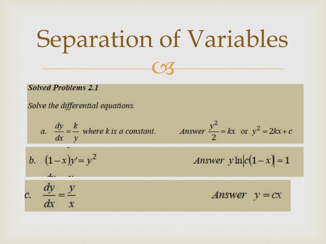 Separation of variables | PPTX | Science