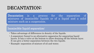 •Takes advantage of gravity/sedimentation of solids in
case solid-liquid separation.
•Sedimentation: The tendency
of parti...
