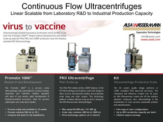Continuous Flow Ultracentrifuges Linear Scalable from Laboratory R&D to Industrial Production Capacity 