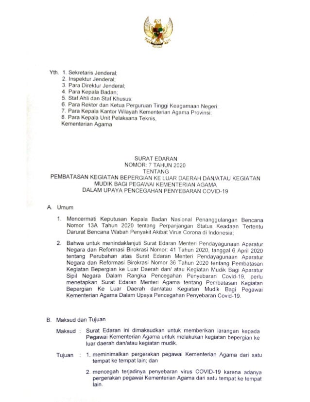 Surat Edaran Menteri Agama Nomor 7 Tahun 2020