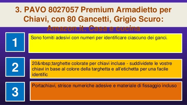 PAVO Deluxe Armadietto per Chiavi Grigio Scuro con 100 Gancetti