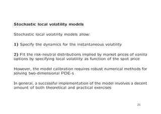 Stochastic Local Volatility Models: Theory and Implementation | PDF