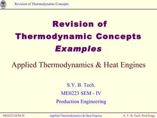 [object Object],[object Object],[object Object],ME0223 SEM-IV Applied Thermodynamics & Heat Engines Applied Thermodynamics & Heat Engines S.Y. B. Tech. ME0223 SEM - IV Production Engineering 