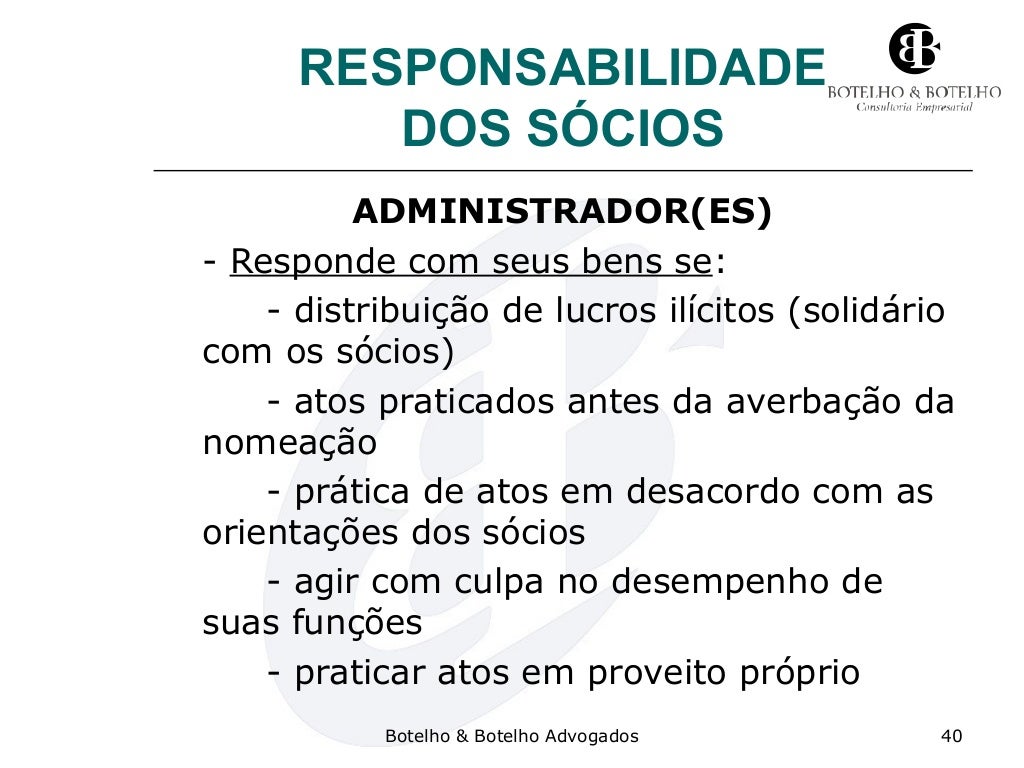 Responsabilidade Dos Sócios Pelas Dívidas Da Sociedade Por Quotas