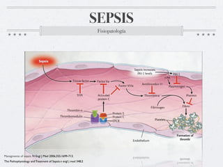 SEPSIS
                                                                  Fisiopatología




Managmente of sepsis. N Engl J Med 2006;355:1699-713.
The Pathophysiology and Treatment of Sepsis.n engl j med 348;2
 