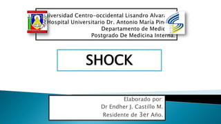 SHOCK
Elaborado por:
Dr Endher J. Castillo M.
Residente de 3er Año.
 