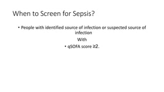 Qsofa Screen Sepsis and septic shock | PPTX