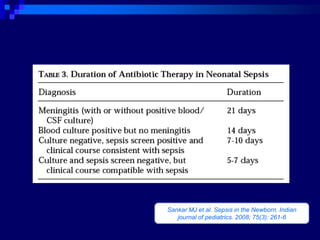 Sankar MJ et al. Sepsis in the Newborn. Indian
   journal of pediatrics. 2008; 75(3): 261-6
 