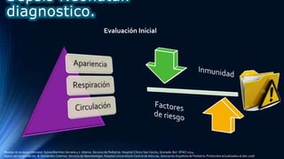 Sepsis Neonatal.
diagnostico.
Evaluación Inicial
Manejo de la sepsis neonatal. Sylvia Martínez Serrano y J. Uberos. Servicio de Pediatría. Hospital Clínico San Cecilio, Granada. Bol. SPAO 2014
Sepsis del recién nacido. B. Fernández Colomer. Servicio de Neonatología. Hospital Universitario Central de Asturias. Asociación Española de Pediatría. Protocolos actualizados al año 2008
 