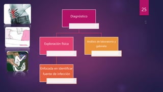Diagnóstico
Exploración física
Enfocada en identificar
fuente de infección
Análisis de laboratorio y
gabinete
25
 