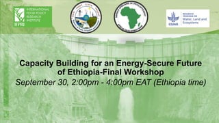 Capacity Building for an Energy-Secure Future
of Ethiopia-Final Workshop
September 30, 2:00pm - 4:00pm EAT (Ethiopia time)
 