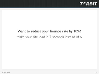 Want to reduce your bounce rate by 10%?
                Make your site load in 2 seconds instead of 6




© 2012 Torbit   ...