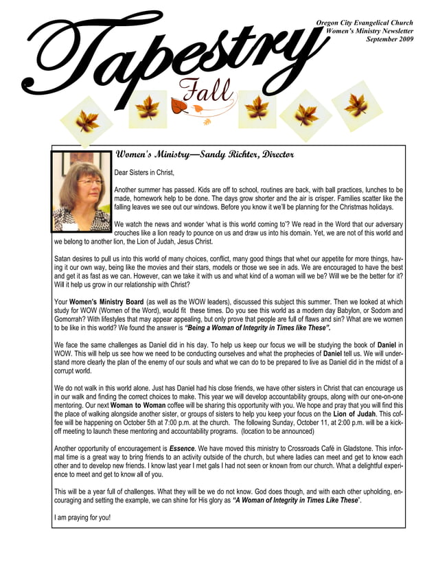 Sept 2009 Tapestry Master | PDF