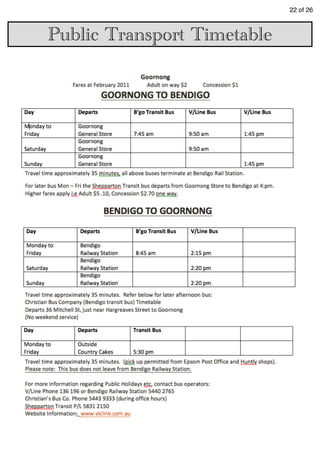 22 of 26
Public Transport Timetable
 