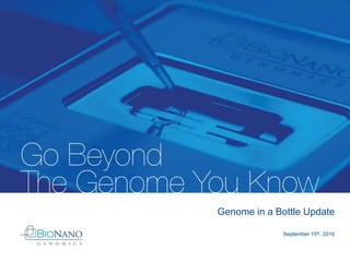 Genome in a Bottle Update
September 15th, 2016
 