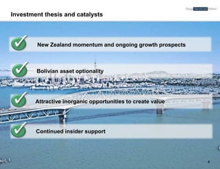 Trilogy International Partners Inc. confidential information. Not meant for distribution
Investment thesis and catalysts
New Zealand momentum and ongoing growth prospects
Bolivian asset optionality
Attractive inorganic opportunities to create value
Continued insider support
6
 