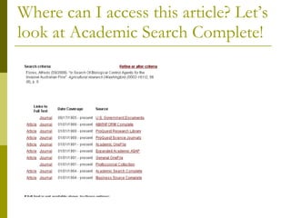 Where can I access this article? Let’s look at Academic Search Complete! 
