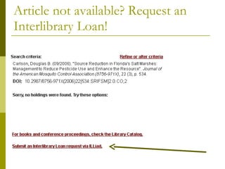 Article not available? Request an Interlibrary Loan! 
