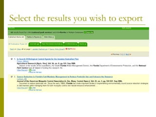 Select the results you wish to export 