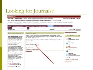 Looking for Journals? 
