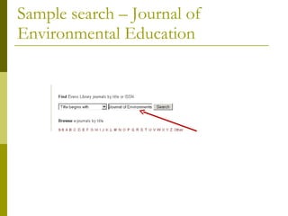 Sample search – Journal of Environmental Education 