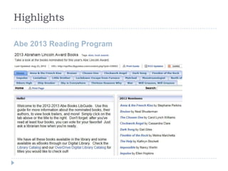 Highlights

Abe 2013 Reading Program
 