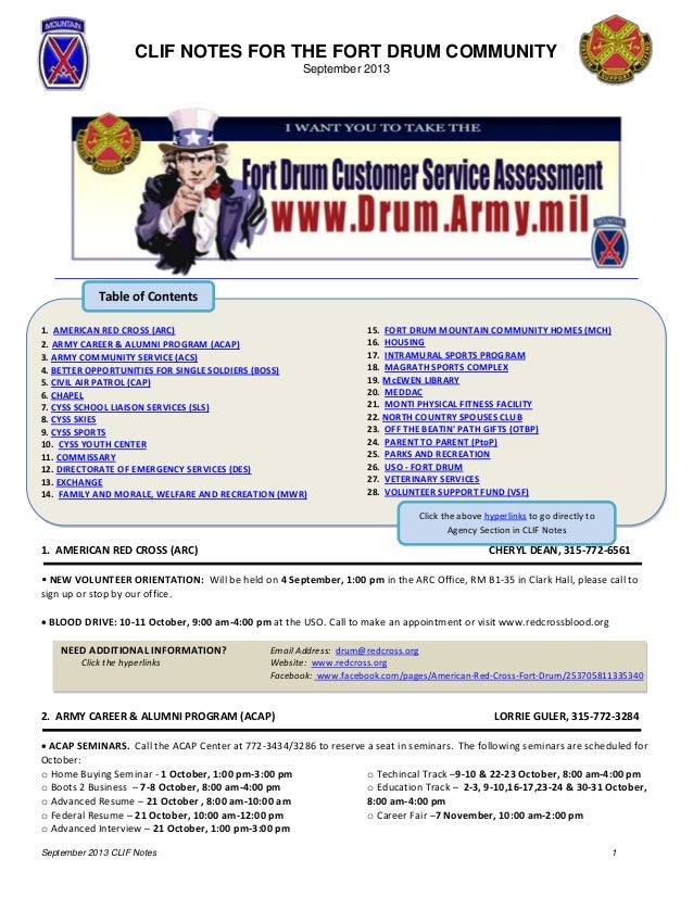 Fort Drum Website >> Community Leaders Information Forum Notes September 2013 Fort Drum Website >> Community Leaders Information Forum Notes September 2013